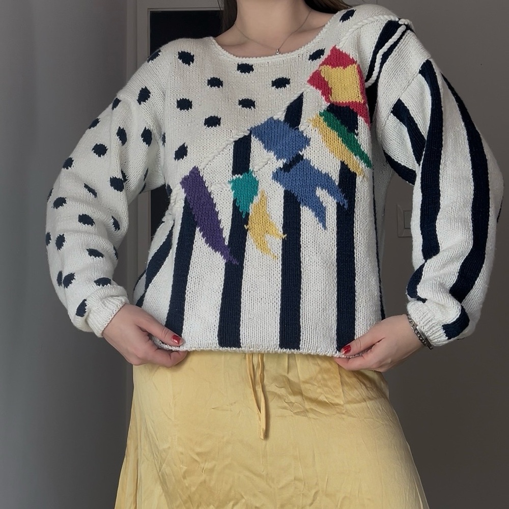 90s Hand Knit Geometric Sweater
